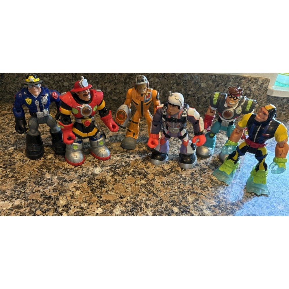 Vintage Fisher Price Rescue Heroes Action Figures By Mattel Lot Of 6 2001/2002